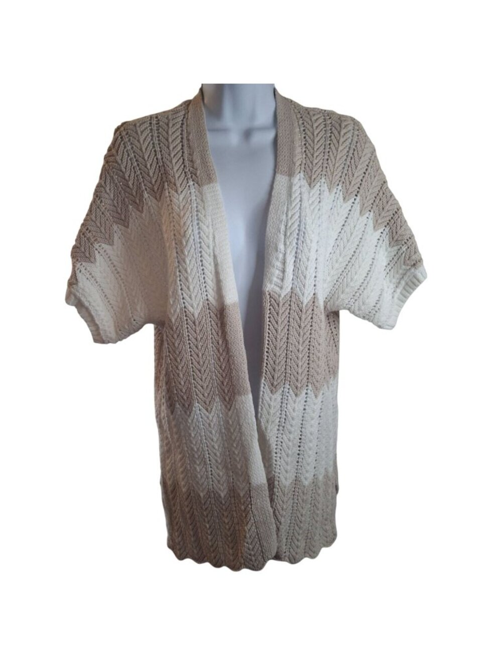 LOFT Outlet Chevron Open Knit Cardigan XS Boho Coastal Grandmother Cottagecore